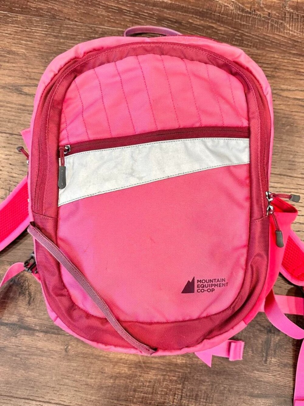 Mountain Equipment Co-op Pink Backpack White Stripe Hiking Outdoor